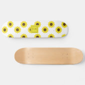 Zonnebloemen Monogram Hand Lettering Floral Chic Persoonlijk Skateboard (Horizontaal)