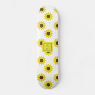 Zonnebloemen Monogram Hand Lettering Floral Chic Persoonlijk Skateboard