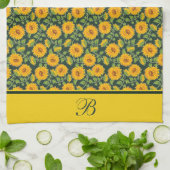 Zonnebloemen Monogram Keukenhanddoek (Gevouwen)