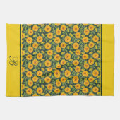 Zonnebloemen Monogram Keukenhanddoek (Horizontaal)