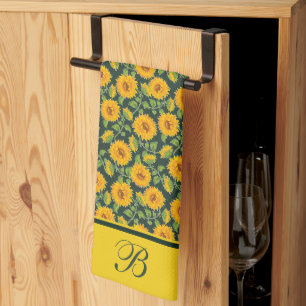 Zonnebloemen Monogram Keukenhanddoek