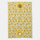 Zonnebloemen Monogram Keukenhanddoek (Verticaal)