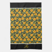 Zonnebloemen Monogram Keukenhanddoek (Verticaal)