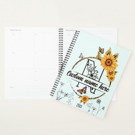 Zonnebloemen monogram leuke vlinders 2025 planner (Display)