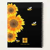 Zonnebloemen monogram schattige bijen zwart planner (Achterkant)