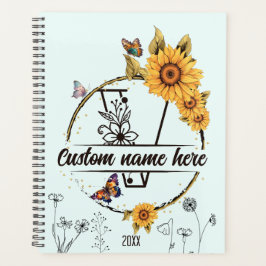Zonnebloemen monogram vlinders letter I Planner