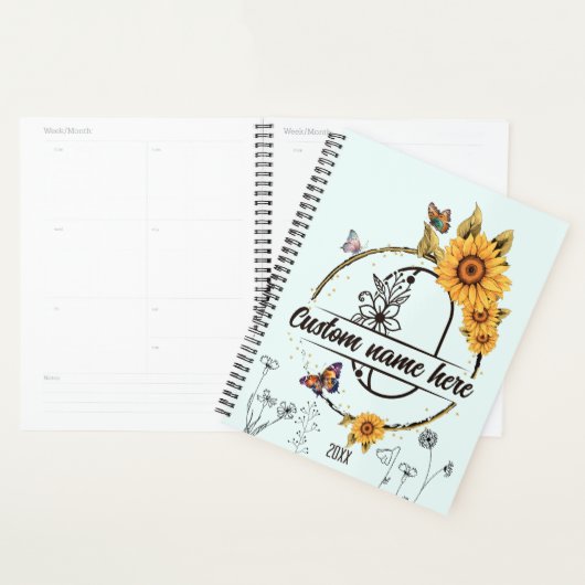 Zonnebloemen monogram vlinders letter O Planner (Display)
