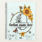 Zonnebloemen monogram vlinders letter O Planner (Voorkant)