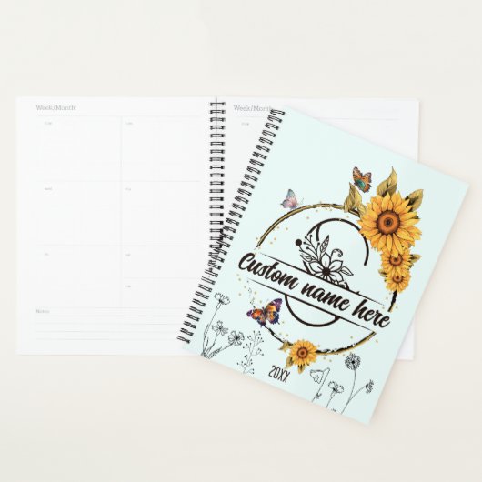 Zonnebloemen monogram vlinders letter S Planner (Display)