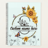 Zonnebloemen monogram vlinders letter S Planner (Voorkant)