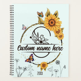 Zonnebloemen monogram vlinders letter S Planner