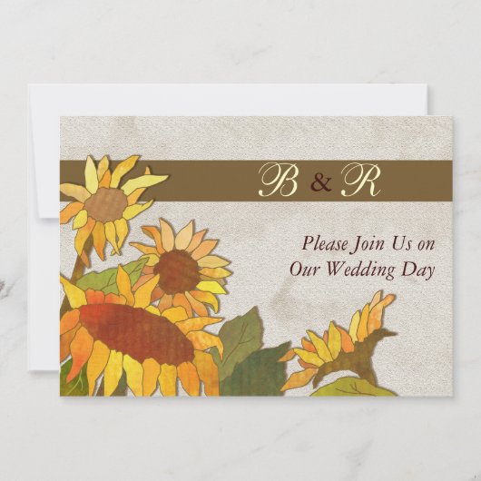 Zonnebloemen Monogram Weddenschap Kaart (Voorkant)
