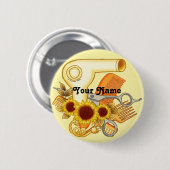 Zonnebloemen Mooie pin knop Ronde Button 5,7 Cm (Voorkant /achterkant)