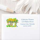 Zonnebloemen Morning Glory Waterverf Flowers Etiket (Insitu)