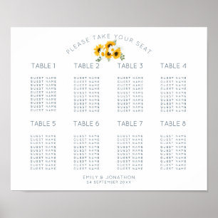 Zonnebloemen Motif 8 Tabel 80 Square Seating Chart Poster