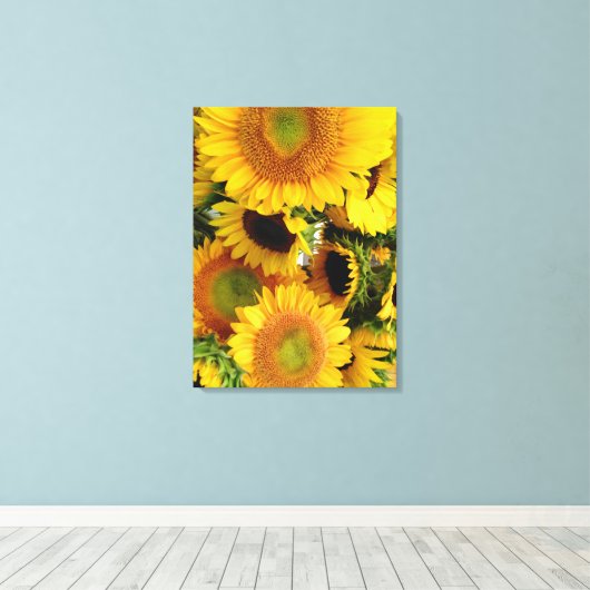 Zonnebloemen Muurcanvas Afdrukken Afmeting aanpass (Insitu (Houten vloer))