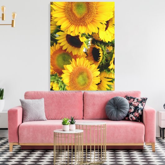 Zonnebloemen Muurcanvas Afdrukken Afmeting aanpass (Insitu (Woonkamer))