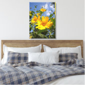 Zonnebloemen N Sky Wrapped Canvas (Insitu (Slaapkamer))