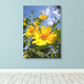 Zonnebloemen N Sky Wrapped Canvas (Insitu (Houten vloer))