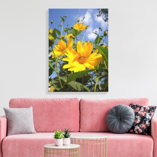 Zonnebloemen N Sky Wrapped Canvas (Insitu (Woonkamer))