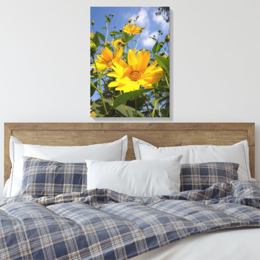 Zonnebloemen N Sky Wrapped Canvas (Insitu (Slaapkamer))