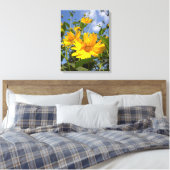 Zonnebloemen N Sky Wrapped Canvas Afdruk (Insitu (Slaapkamer))