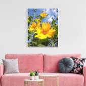 Zonnebloemen N Sky Wrapped Canvas Afdruk (Insitu (Woonkamer))