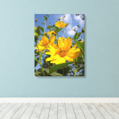 Zonnebloemen N Sky Wrapped Canvas Afdruk (Insitu (Houten vloer))