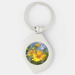Zonnebloemen N Sky Wrapped Canvas Sleutelhanger