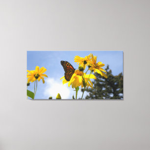 Zonnebloemen N Vlinders gewikkeld canvas print