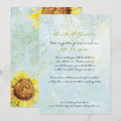 Zonnebloemen 'n Zwemelen, huwelijksuitnodiging Save The Date (Voorkant / Achterkant)