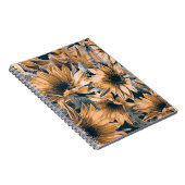 Zonnebloemen naadloos. Najaar waterverf Notitieboek (Rechterzijde)