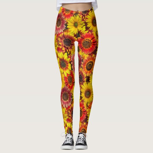Zonnebloemen Naadloos Patroon Leggings (Voorkant)