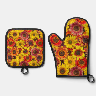 Zonnebloemen Naadloos Patroon Ovenwant & Pannenlap Set