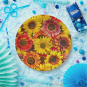 Zonnebloemen Naadloos Patroon Papieren Bordje (Feest)