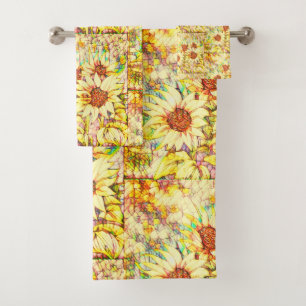 Zonnebloemen Naam Sjabloon Bad Handdoek