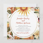 Zonnebloemen Najaar Herfst Floral Wedding Kaart (Voorkant)