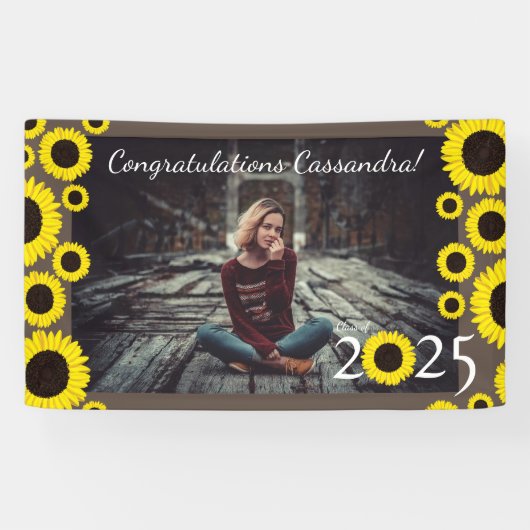 Zonnebloemen Nationale GraduPartij Bruin Banner (Horizontaal)