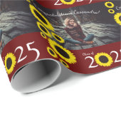 Zonnebloemen Nationale GraduPartij Maroon Cadeaupapier (Rol Hoek)