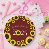 Zonnebloemen Nationale GraduPartij Maroon Papieren Bordje (Feest)