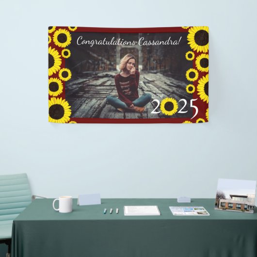 Zonnebloemen Nationale GraduPartij Maroon Spandoek (Beurs)