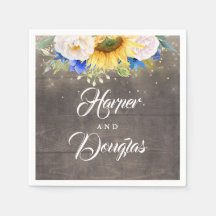 Zonnebloemen Navy Blauw en wit herfst bruiloft