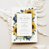 Zonnebloemen Navy Blauwe Bloemen Groene Save the D Kaart