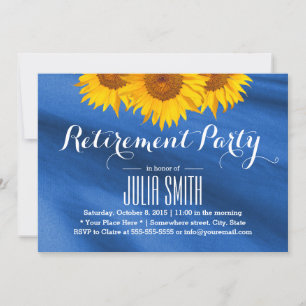 Zonnebloemen Navy Blue Fabric Retirement Party Kaart