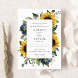 Zonnebloemen Navy Blue Flowers Greenery Wedding Kaart<br><div class="desc">Zonnebloemen Navy Blue Flowers groen Lijst bruiloft uitnodiging. Zonnebloemen Marine Blauw Bloemen Bruiloft Uitnodiging. Rustiek land bruiloft uitnodiging</div>