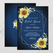 Zonnebloemen Navy Blue Geometrisch Vrijgezellenfee Kaart (Voorkant / Achterkant)