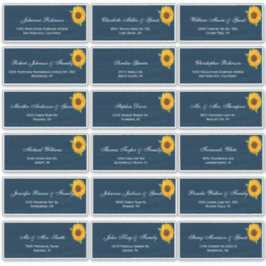 Zonnebloemen Navy Blue Rustic Wedding Guest Names  Sticker