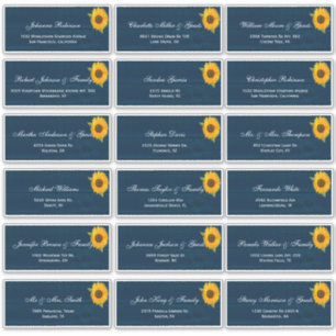 Zonnebloemen Navy Blue Rustic Wedding Guest Names  Sticker