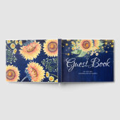 Zonnebloemen Navy Blue rustieke herfst bruiloft Gastenboek (Volledig)