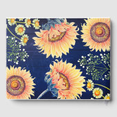 Zonnebloemen Navy Blue rustieke herfst bruiloft Gastenboek (Achterkant)